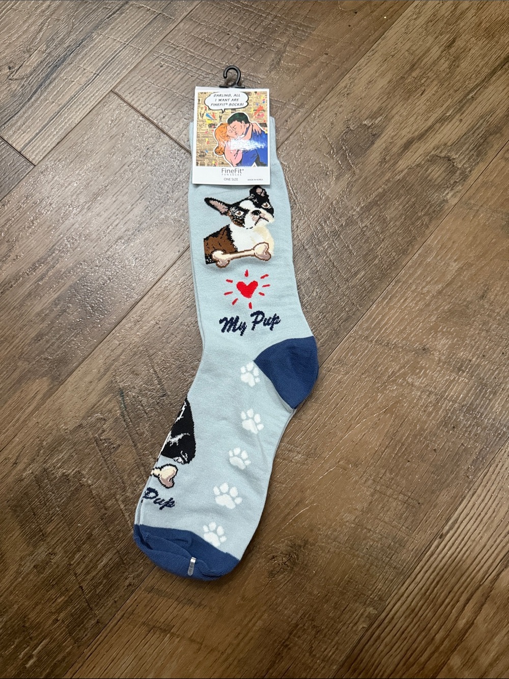 My Pup Light Blue Dog Pattern Crew Socks by